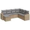 vidaXL Matgrupp f&ouml;r tr&auml;dg&aring;rden med dynor 7 delar beige konstrotting