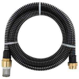 vidaXL Sugslang med kopplingar m&auml;ssing svart 1,1" 3 m PVC