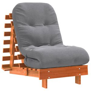 vidaXL Futonb&auml;ddsoffa med madrass vaxad brun 60x206x11 cm massiv furu