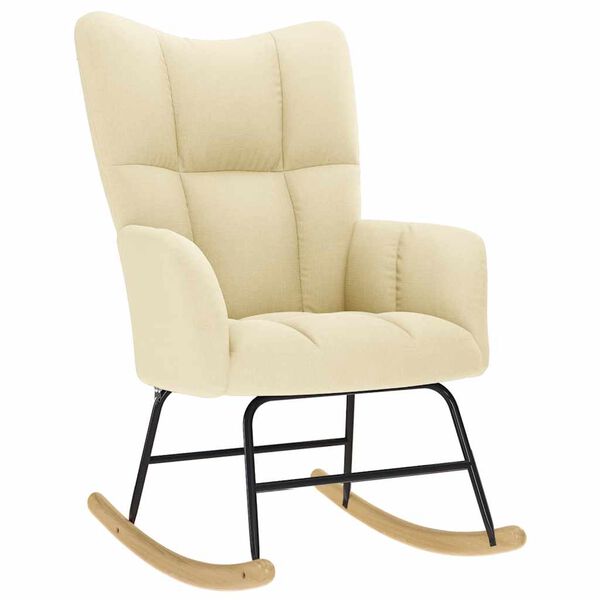 vidaXL Gungstol med fotpall gr&auml;ddvit tyg