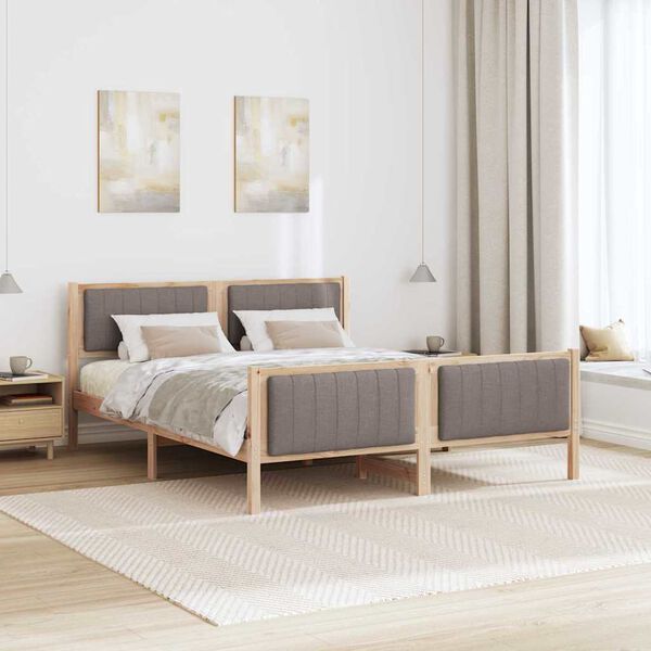 vidaXL S&auml;ngram med huvudgavel Brun och taupe 150 x 200 cm Massiv furu