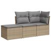 vidaXL Soffgrupp f&ouml;r tr&auml;dg&aring;rden 3 delar med dynor beige konstrotting