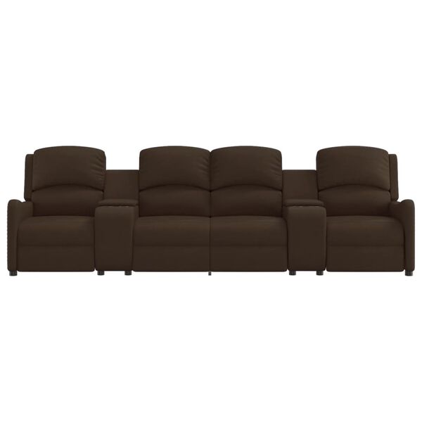 vidaXL Massagefåtölj med kopphållare 4-sits brun glansigt konstläder