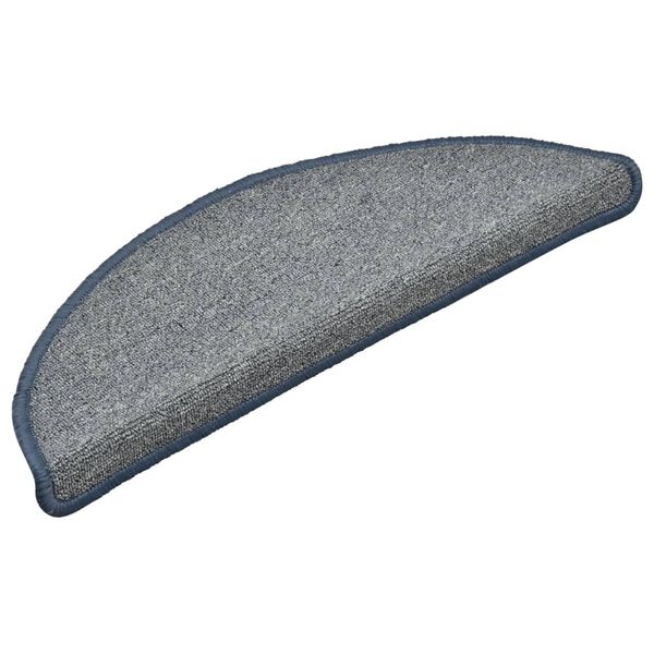 vidaXL Trappmattor 15 st 56x17x3 cm ljusgr&aring; och bl&aring; halvrunda