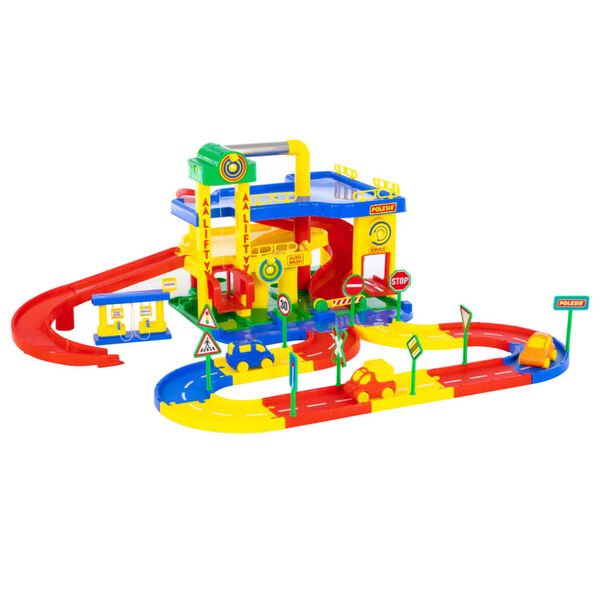 Polesie Wader Leksaksgarage 8 delar 3 v&aring;ningar 100x90x38 cm PP