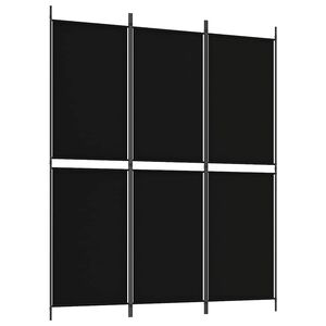vidaXL Rumsavdelare 3 paneler svart 150x180 cm tyg