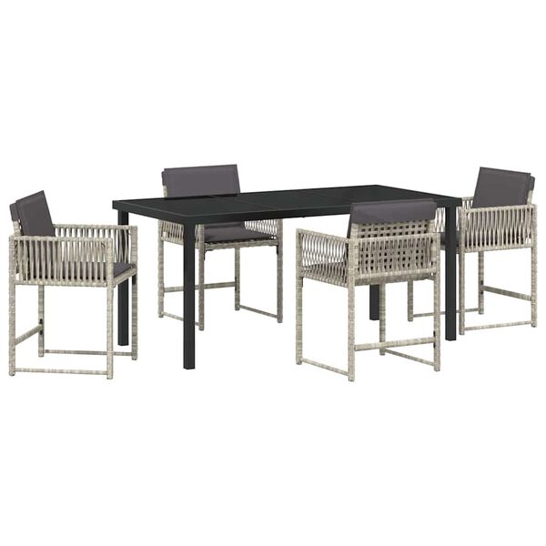 vidaXL Tr&auml;dg&aring;rdsm&ouml;belset 5 pcs Ljusgr&aring; konstrotting