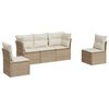 vidaXL Soffgrupp f&ouml;r tr&auml;dg&aring;rden med dynor 5 delar beige konstrotting
