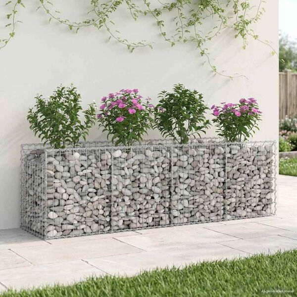 vidaXL Gabion upph&ouml;jd s&auml;ng Silver 200 x 50 x 60 cm Galvaniserat St&aring;l