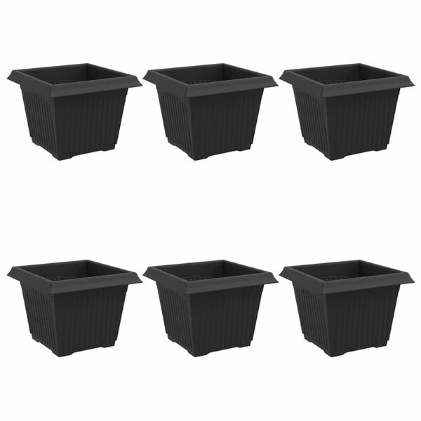 vidaXL Kvadratisk Blomkruka 6 pcs Svart 23 x 23 x 17,5 cm Plast