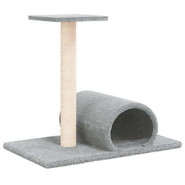 vidaXL Kl&ouml;spelare f&ouml;r katt med tunnel ljusgr&aring; 60x34,5x50 cm