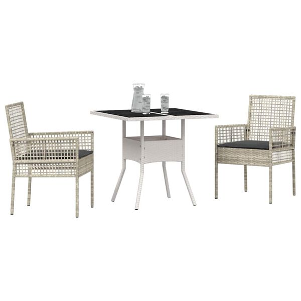 vidaXL Tr&auml;dg&aring;rdsm&ouml;belset 3 pcs Gr&aring; Poly rattan