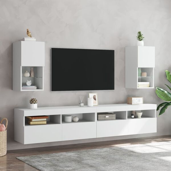 vidaXL Tv-bänk med LED vit 30,5x30x60 cm