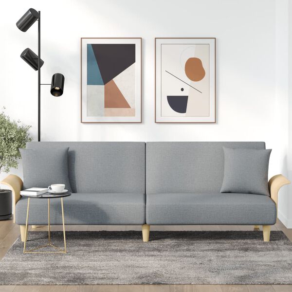 vidaXL Bäddsoffa med armstöd ljusgrå tyg