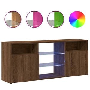 vidaXL TV-b&auml;nk med LED-belysning brun ek 120x30x50 cm