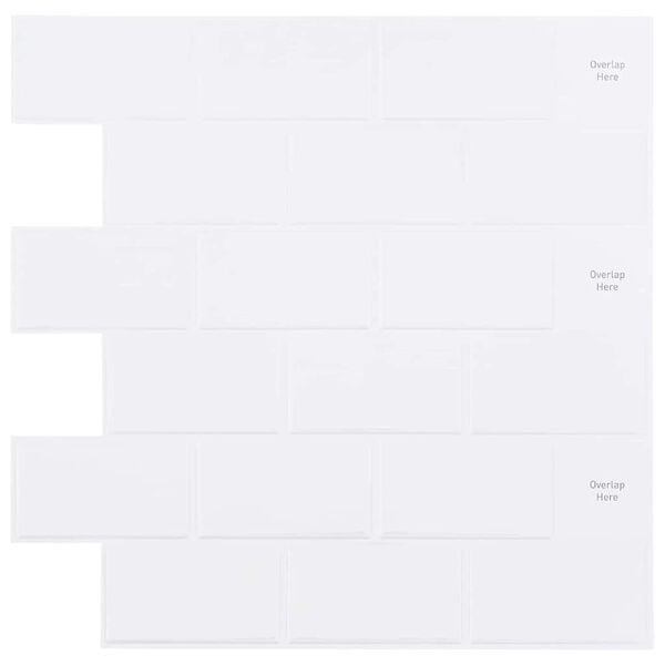 vidaXL Subwaytile 10 pcs Vit 30,5 x 30,5 cm Polyuretan och PET