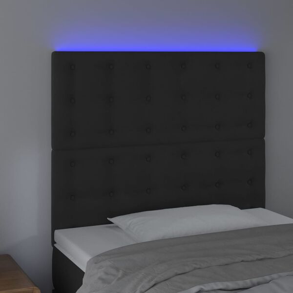 vidaXL S&auml;nggavel LED svart 80x5x118/128 cm sammet