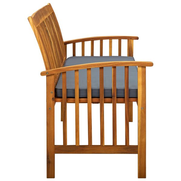 vidaXL Tr&auml;dg&aring;rdsb&auml;nk med dyna 147 cm massivt akaciatr&auml;