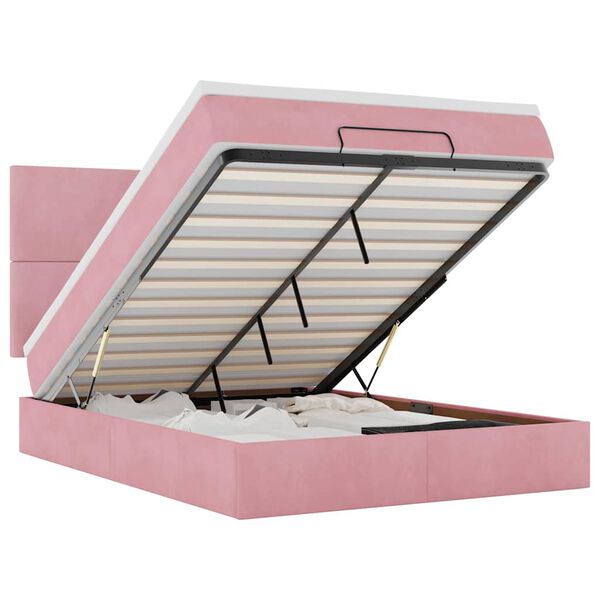 vidaXL Ottoman s&auml;ngram med madrasser rosa 140x190 cm sammet