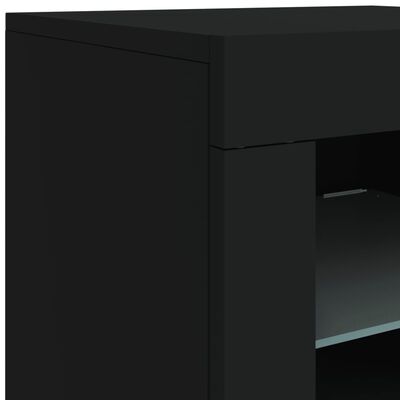 vidaXL Skänk med LED-belysning svart 181,5x37x67 cm