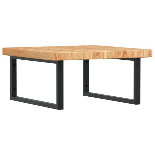 vidaXL V&auml;ggmonterad handfatshylla st&aring;l och massiv ek