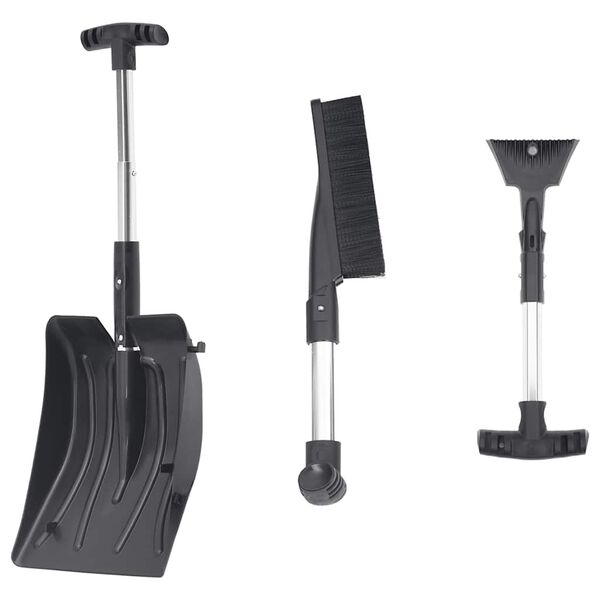 vidaXL Snöspade set 3-i-1 svart aluminium