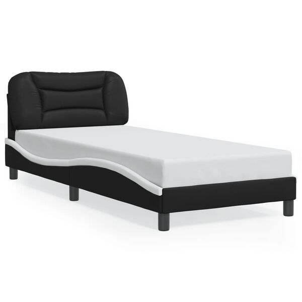 vidaXL Bed Frame without Mattress "Hvar" Black and White 90x190 cm Faux Leather