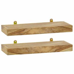 vidaXL V&auml;gghyllor 2 st 40x15x4 cm massivt teaktr&auml;