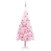 vidaXL Belyst plastgran med kulor rosa 120 cm PVC