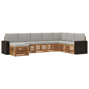 vidaXL Utomhussoffset med kudde 8 pcs Naturlig och ljusgr&aring;
