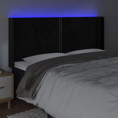 vidaXL Sänggavel LED svart 203x16x118/128 cm sammet