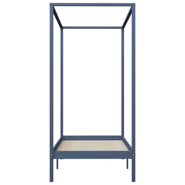 vidaXL Sänghimmel utan madrass grå massivt trä 90x200 cm