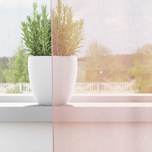 vidaXL Voile gardiner med st&aring;ngfickor 2 st ljusrosa