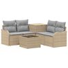 vidaXL Soffset 6 st Beige och Ljusgr&aring; Poly Rattan och st&aring;l