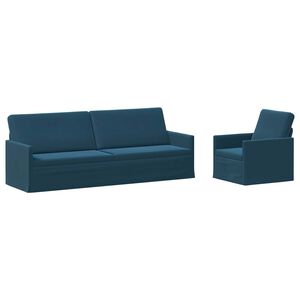 vidaXL Soffset 2 st Bl&aring; Sammet (V)
