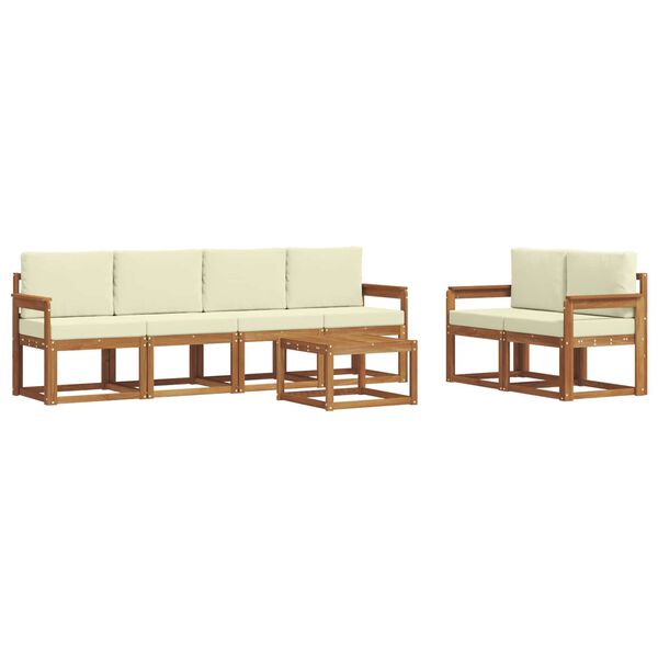 vidaXL Utomhussoffset 7 pcs Naturlig och Gr&auml;dde Massivt Akaciatr&auml;