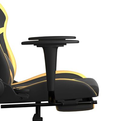 vidaXL Gamingstol med massage och fotstöd svart och guld konstläder