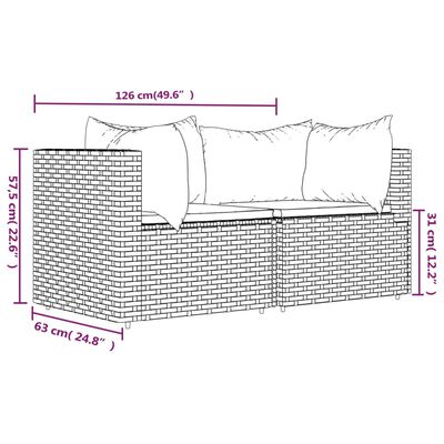 vidaXL Trädgårdssoffa hörnsektion med dynor 2 st grå konstrotting