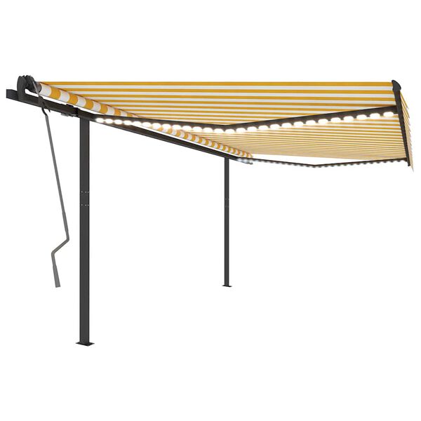 vidaXL Automatisk markis med vindsensor & LED 4x3 m gul och vit