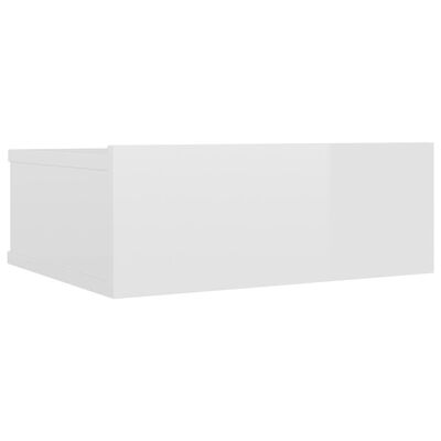 vidaXL Svävande sängbord vit högglans 40x30x15 cm spånskiva