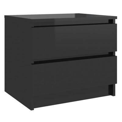 vidaXL Sängbord svart högglans 50x39x43,5 cm konstruerat trä