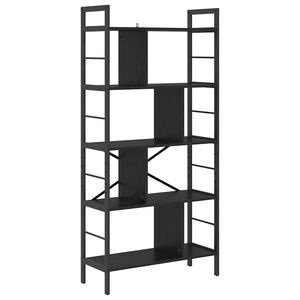 vidaXL Hyllsystem 9 niv&aring;er 75 x 30 x 156 cm Konstruerat tr&auml; Svart Ek