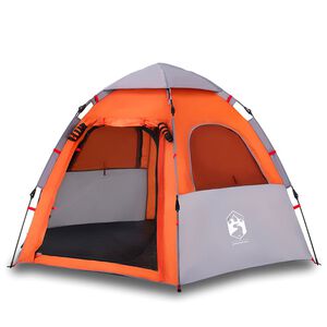 vidaXL Campingt&auml;lt 4 personer gr&aring; och orange snabbrest