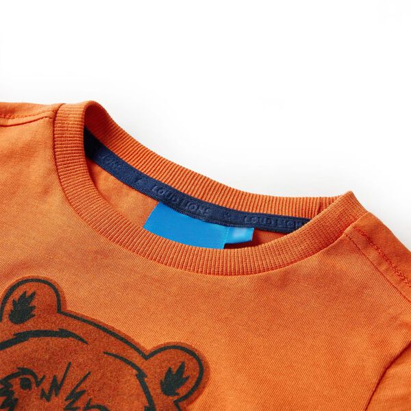 T-shirt med l&aring;nga &auml;rmar f&ouml;r barn m&ouml;rk orange 128