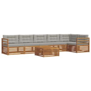 vidaXL Utomhussoffset med kudde 7 pcs Naturlig och Ljus Gr&aring;