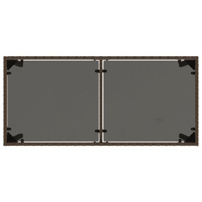 vidaXL Trädgårdsbord med glasskiva brun 115x54x74 cm konstrotting