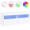 vidaXL V&auml;ggmonterad tv-b&auml;nk LED vit 100x30x40 cm