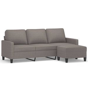 vidaXL 3-sitssoffa med fotpall taupe 180 cm tyg