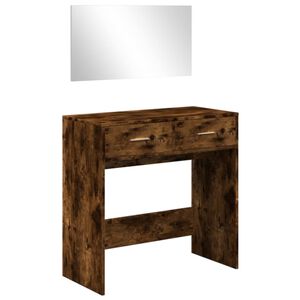 vidaXL Sminkbord med spegel r&ouml;kf&auml;rgad ek 80x39x80 cm