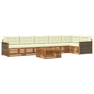 vidaXL Utomhussoffset med kudde 7 pcs Naturlig och Gr&auml;dde